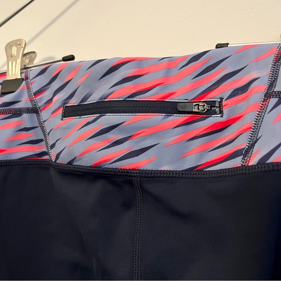 Athleta Electra Sonar 7/8 Workout Leggings Navy blue and Pink Mesh Detail Size S - Picture 9 of 13